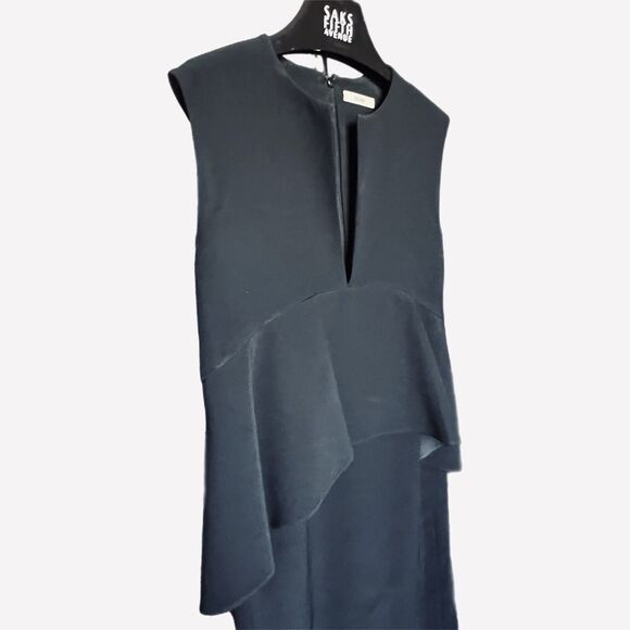 CELINE Phoebe Philo Peplum Black Mini Dress Empire Waist 40 US M/8 Crepe - Picture 7 of 12